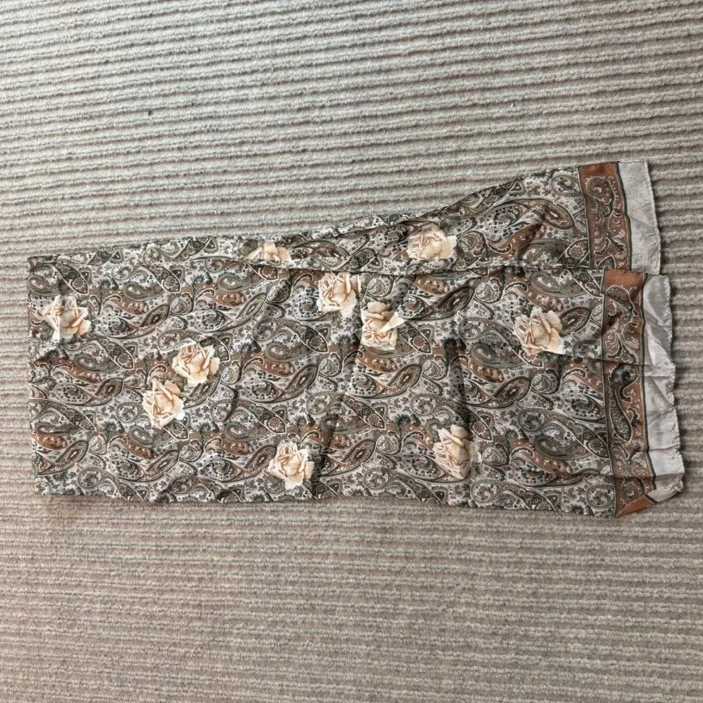 Echo Scarf Brown Olive Green Paisley Floral Rose Print Lightweight Long Wrap